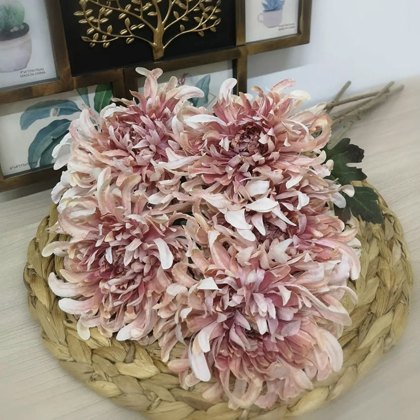 Искусственные цветы в Рязани | Цветок искусственный «Хризантема», персиково-розовая, одиночный