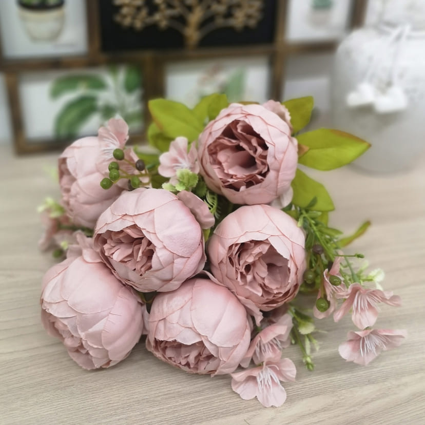 Искусственные цветы в Рязани | Цветы искусственные «Пионы», розовый, винтаж, букет