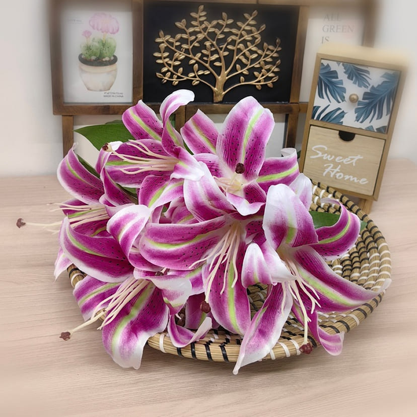 Искусственные цветы в Рязани | Цветы искусственные «Лилии крупные», розово-сиреневые, букет