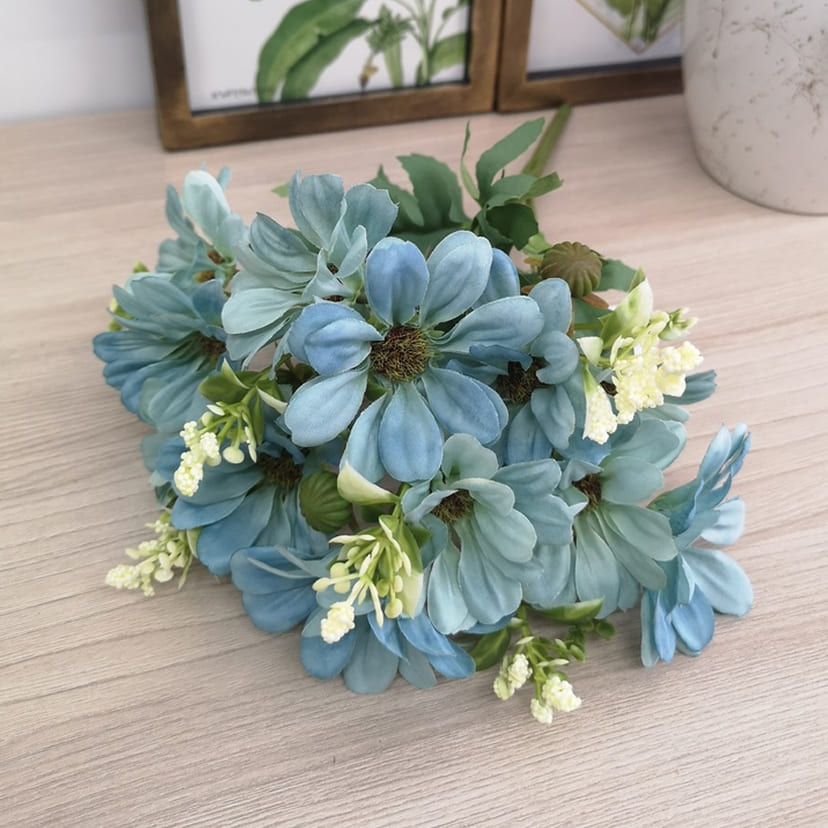 Искусственные цветы в Рязани | Цветы искусственные «Ромашки с бутонами», голубые, букет