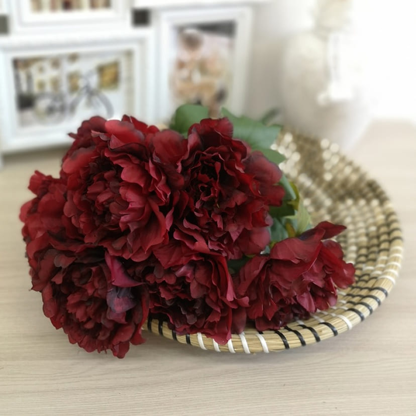 Искусственные цветы в Рязани | Цветы искусственные «Пионы», бордовые, букет