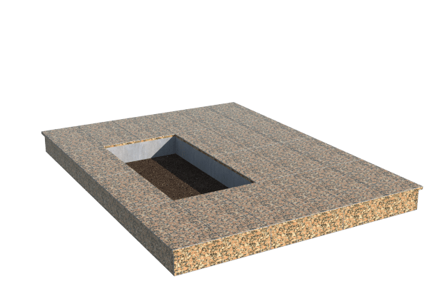 Площадки на могилу в Рязани | Площадка с вертикальной (15 см) облицовкой Южно-султаевским гранитом (под цветник)