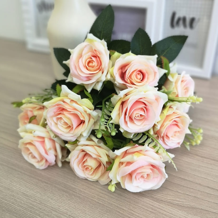 Искусственные цветы в Рязани | Цветы искусственные «Розы острые», розовато-молочные, букет