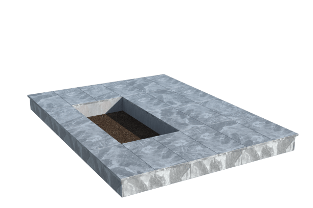 Площадки на могилу в Рязани | Площадка с вертикальной (15 см) мраморной облицовкой (под цветник)