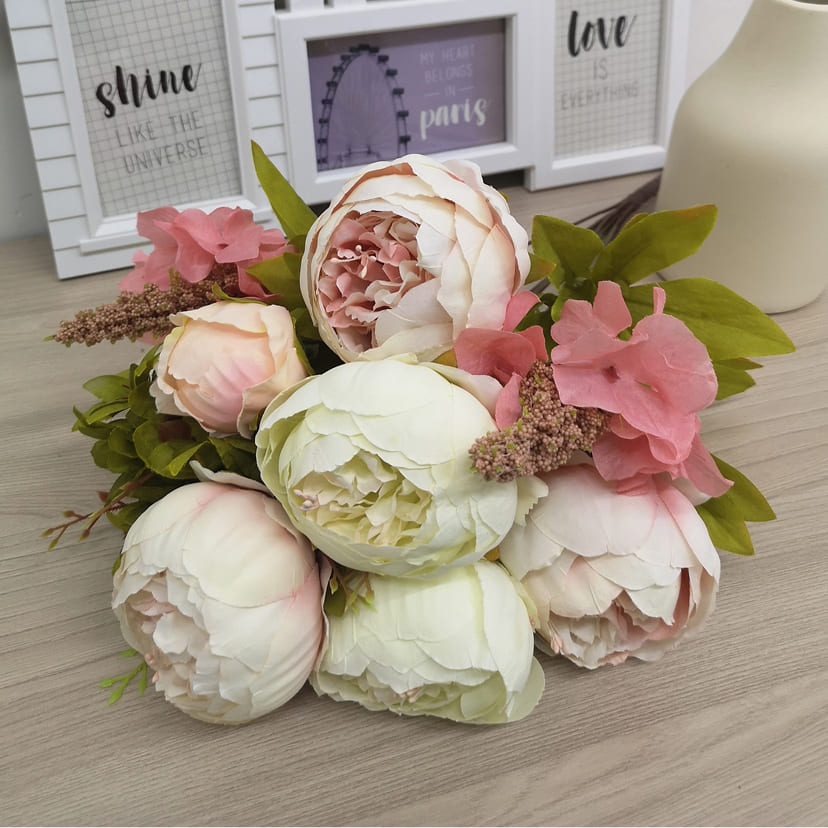 Искусственные цветы в Рязани | Цветы искусственные «Пионы», молочно-розовые, букет