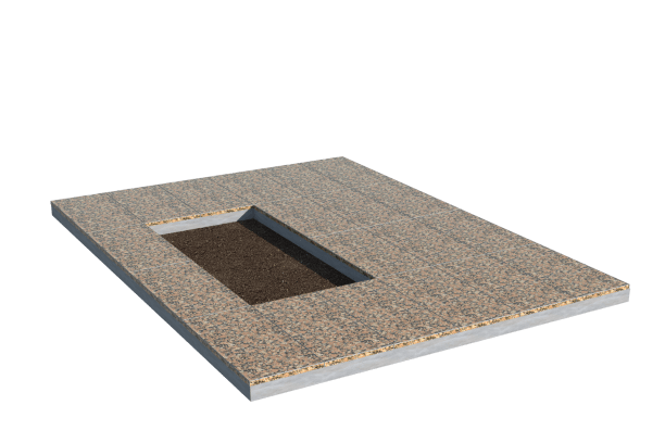 Площадки на могилу в Рязани | Площадка с облицовкой Южно-Султаевским гранитом (под цветник)