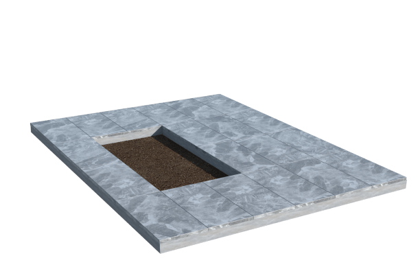 Площадки на могилу в Рязани | Площадка с мраморной облицовкой (под цветник)