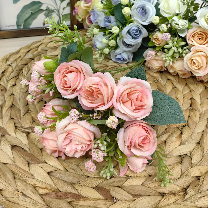 Искусственные цветы в Рязани | Цветы искусственные «Розы», нежно-розовые, букет