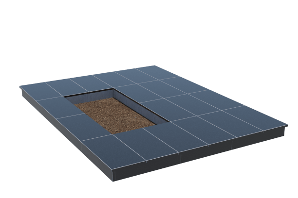 Площадки на могилу в Рязани | Площадка с вертикальной (10 см) облицовкой гранитом Габбро (под цветник)