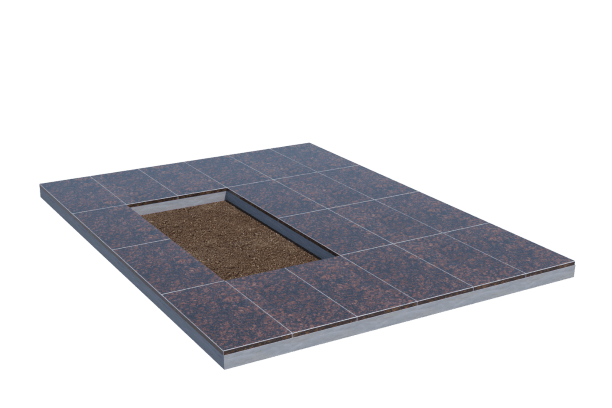 Площадки на могилу в Рязани | Площадка с облицовкой Дымовским гранитом (под цветник)